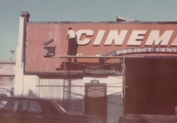 Cinema 35 circa 1968-1969 with Jacques Descent working on the sign